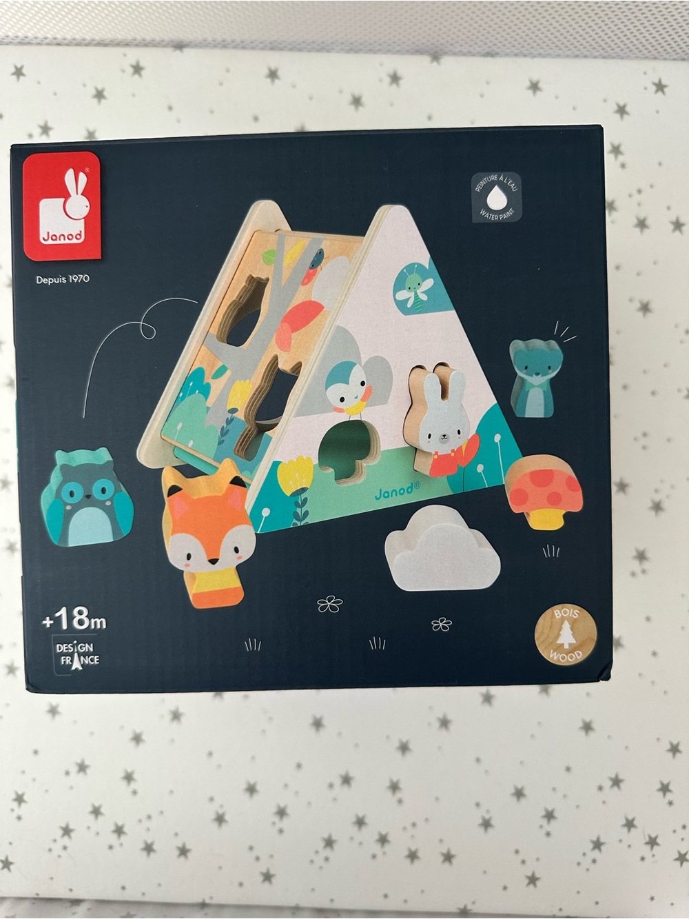 Janod Woodland Shape Sorting Triangle - Green & Multicolor